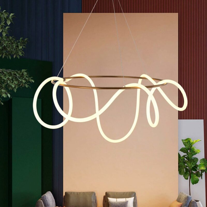 Lampara Minimalista de circulo con cuerdas - Imagen 2