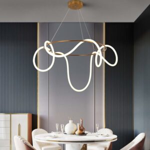 Lampara Minimalista de circulo con cuerdas