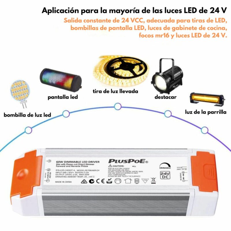 Transformador led regulable de 60 w, 24v - Imagen 5