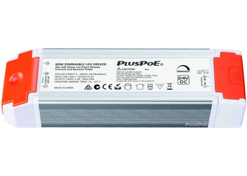 Transformador led regulable de 60 w, 24v