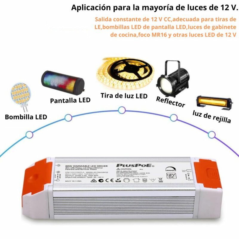 Transformador led regulable de 60 w, 12v - Imagen 5