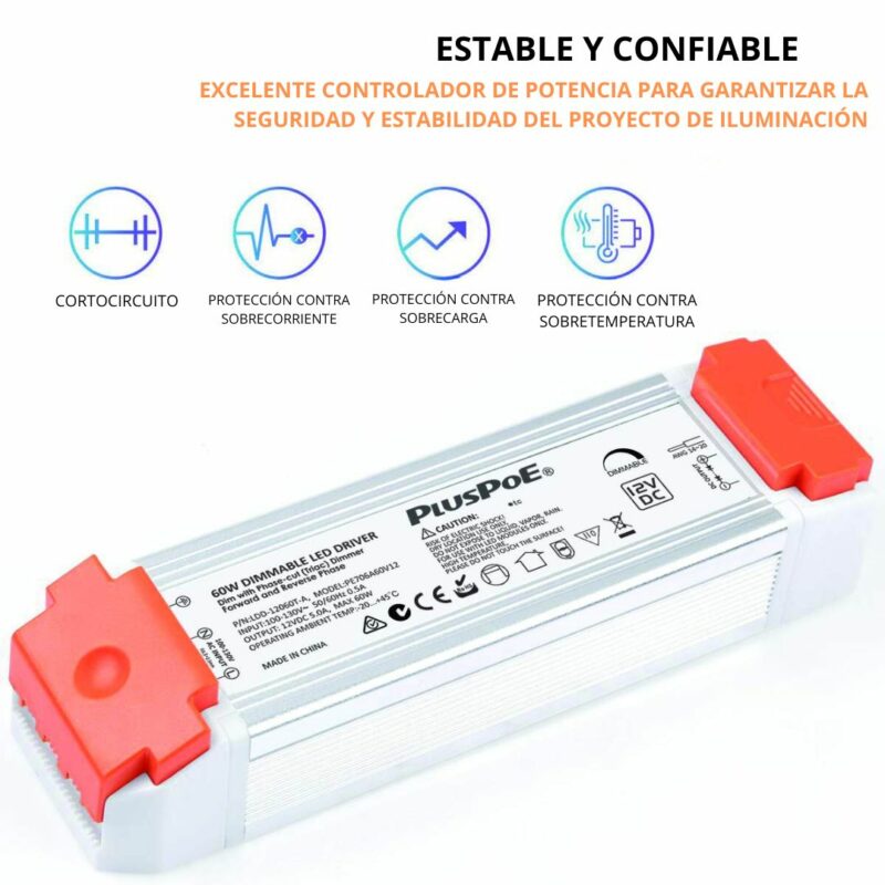Transformador led regulable de 60 w, 12v - Imagen 2